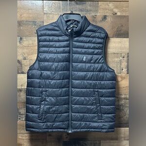 Izod Men’s Black Perform Quilted Puffer Full Zip Two Front Pocket Vest Size L